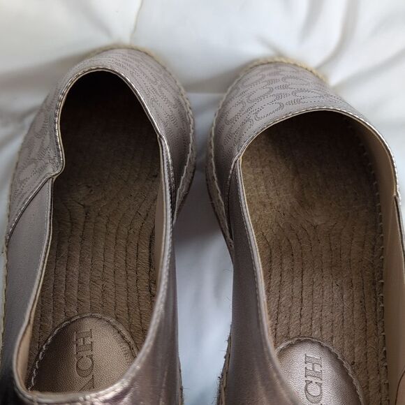 Coach size 10 Collins Espadrille Flats in Gold with Signature Logo, NEW - Picture 11 of 12